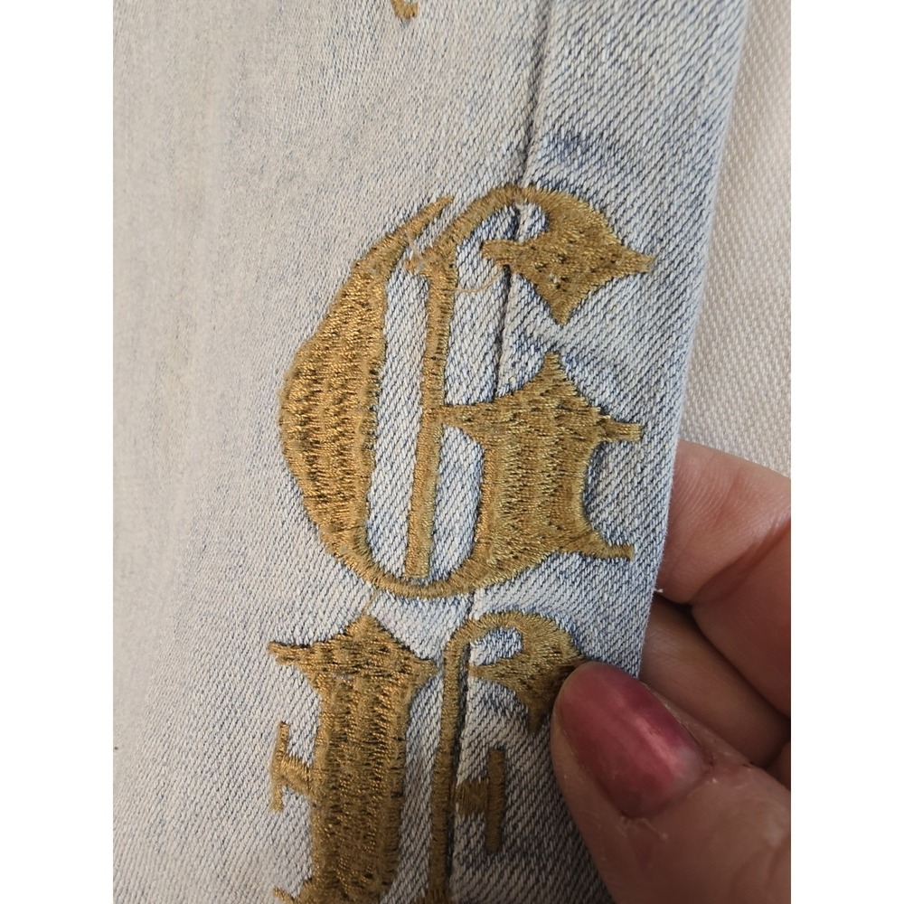 Waimea Mens 34x36 Lost Generation Embroidered Stacked Fit Jeans Bleach Wash NEW - Picture 3 of 13